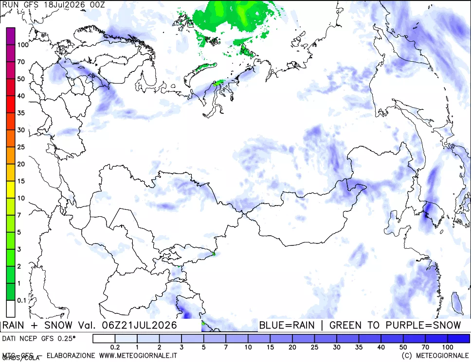 mappa Precipitazioni totali e nevose