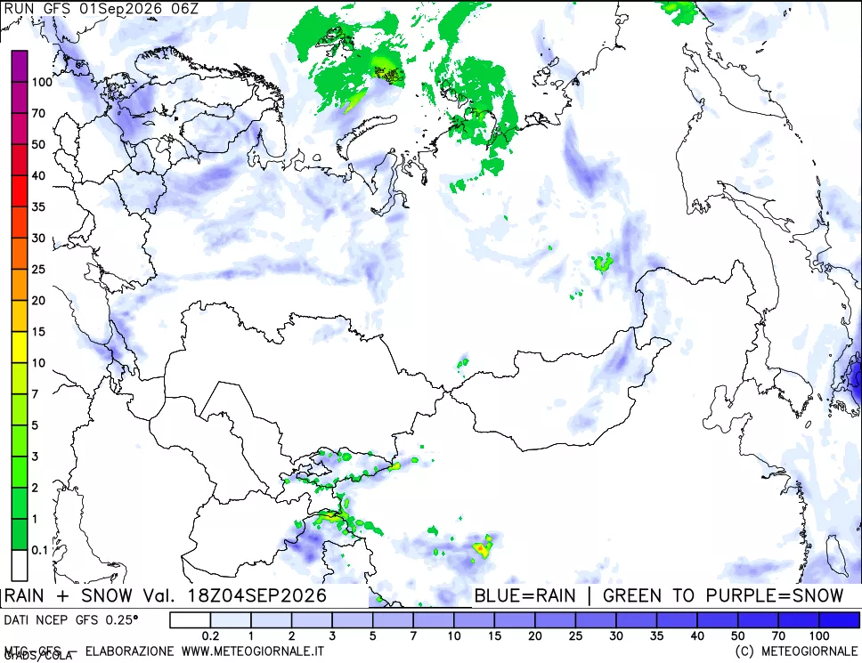 mappa Precipitazioni totali e nevose