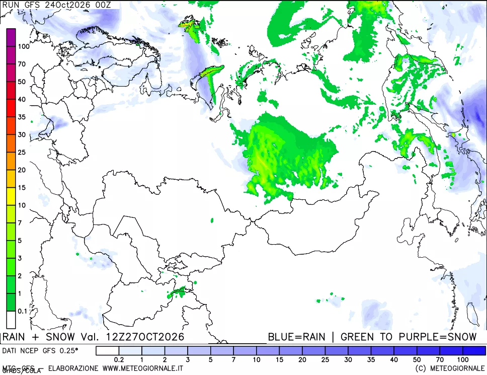 mappa Precipitazioni totali e nevose