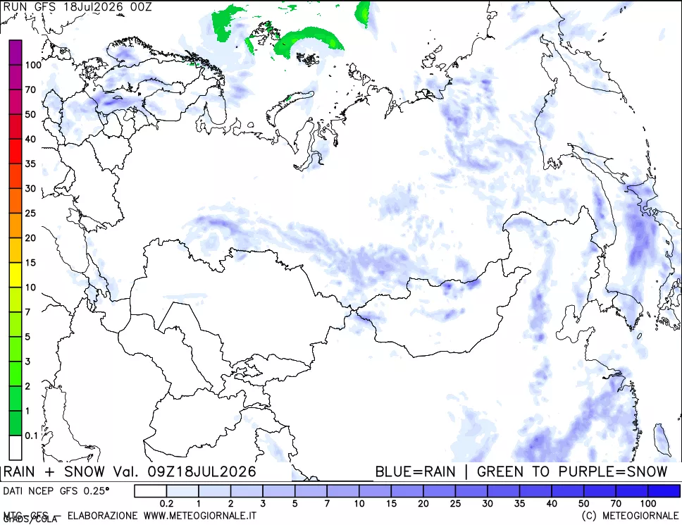 mappa Precipitazioni totali e nevose
