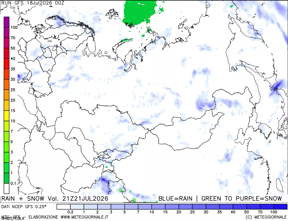 mappa Precipitazioni totali e nevose