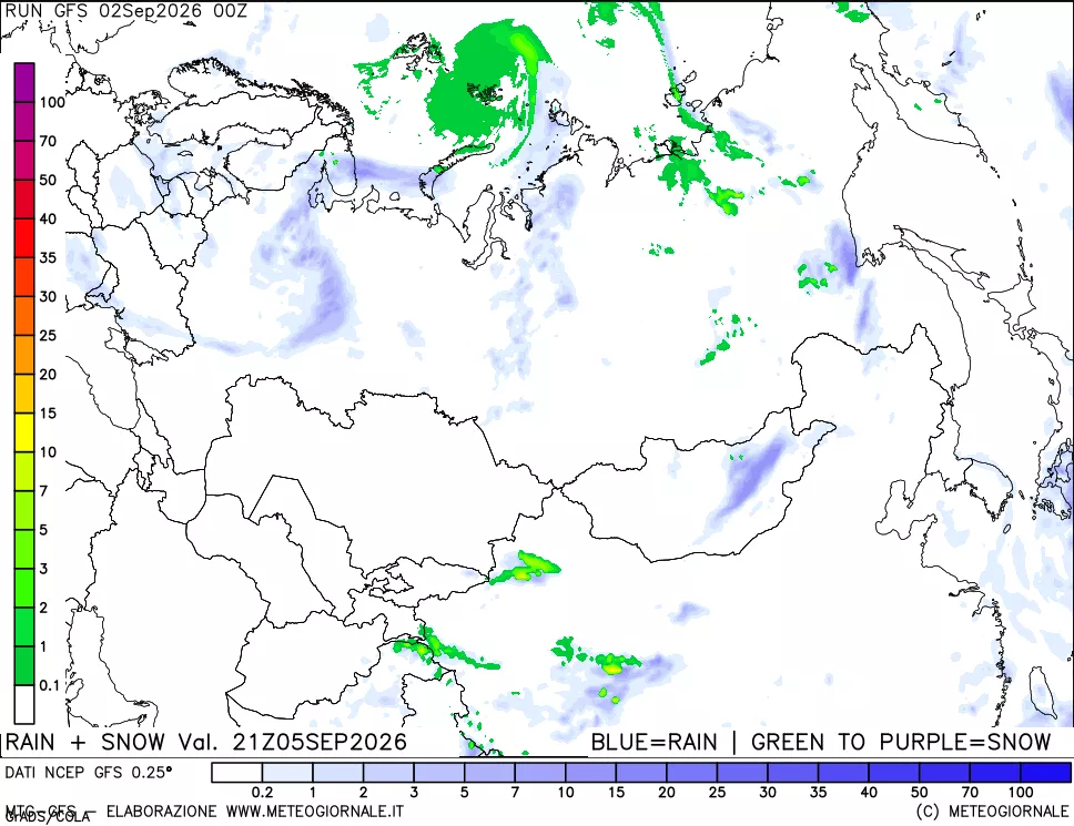 mappa Precipitazioni totali e nevose
