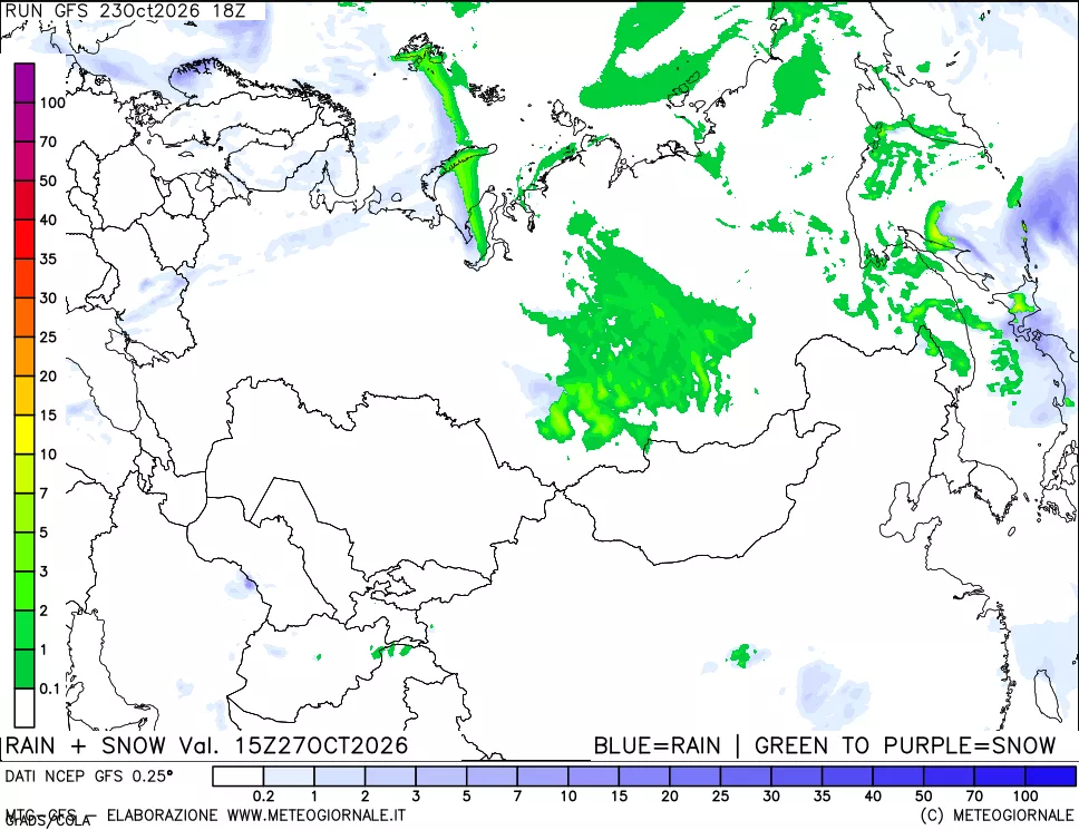 mappa Precipitazioni totali e nevose