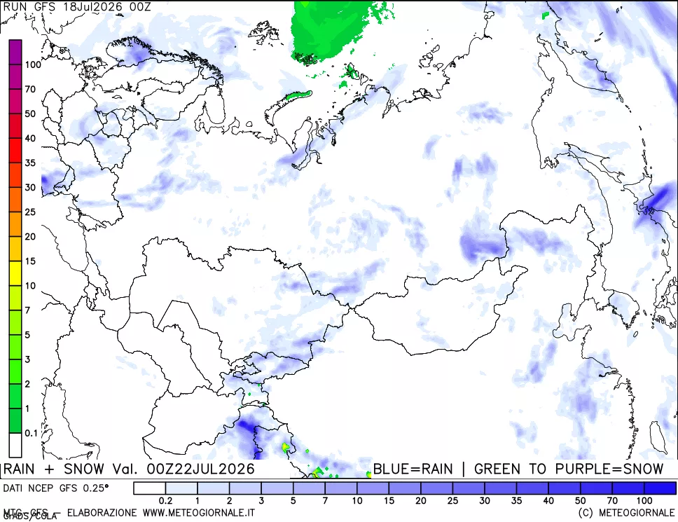 mappa Precipitazioni totali e nevose