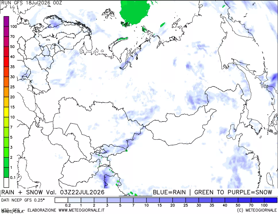mappa Precipitazioni totali e nevose