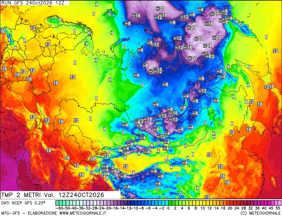 mappa Temp 2 metri