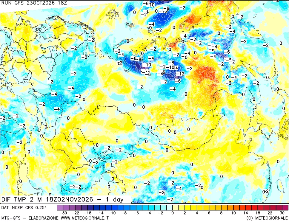 mappa Dif. Temp -24 ore