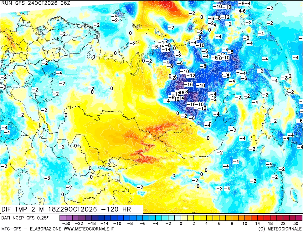 mappa Dif. Temp a 2 metri Valid - Init