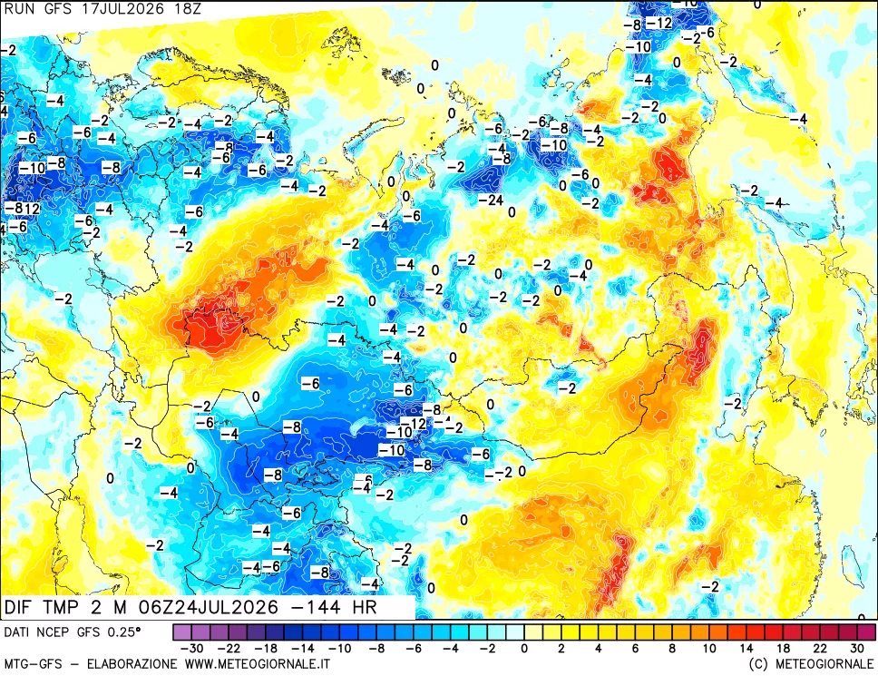 mappa Dif. Temp a 2 metri Valid - Init