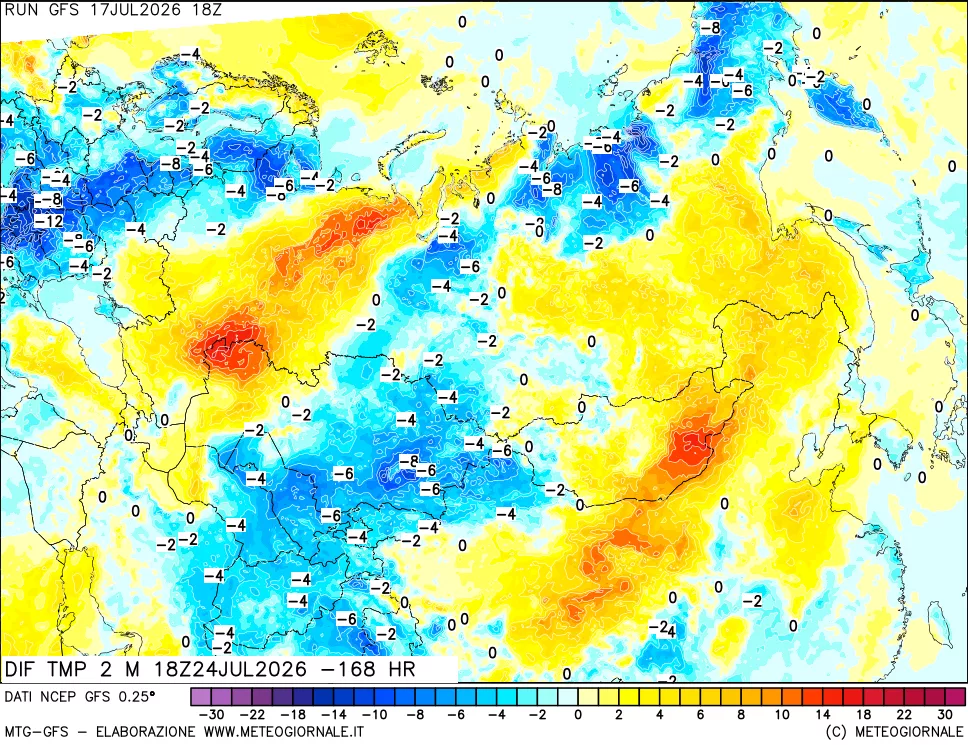mappa Dif. Temp a 2 metri Valid - Init