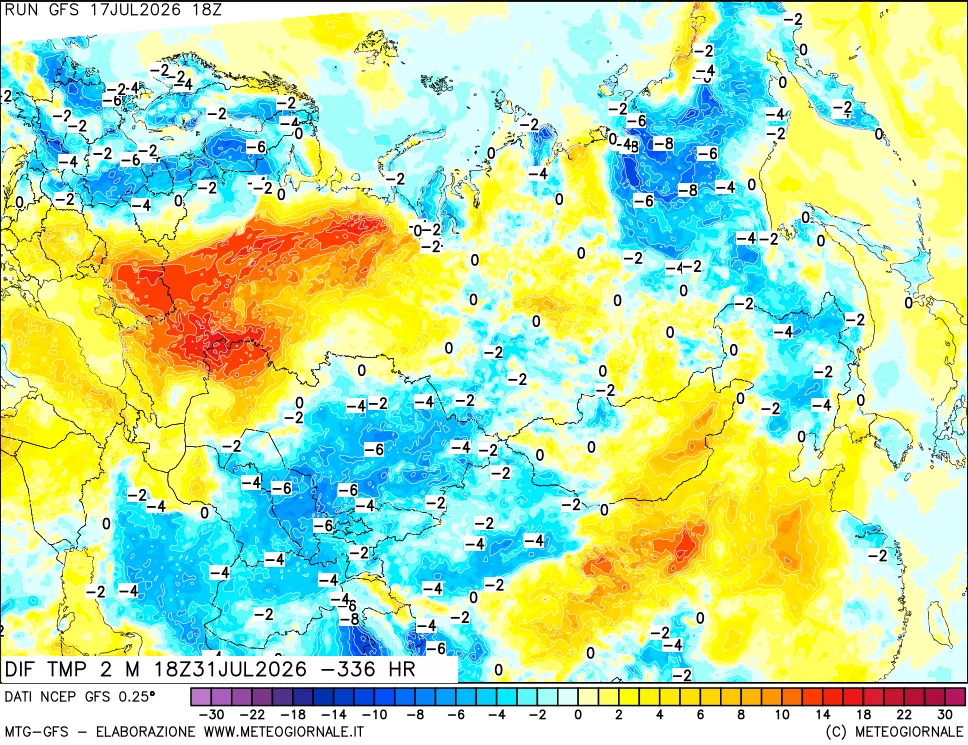 mappa Dif. Temp a 2 metri Valid - Init