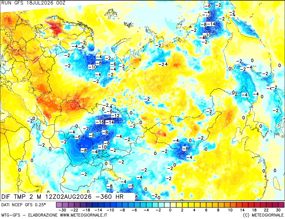 mappa Dif. Temp a 2 metri Valid - Init