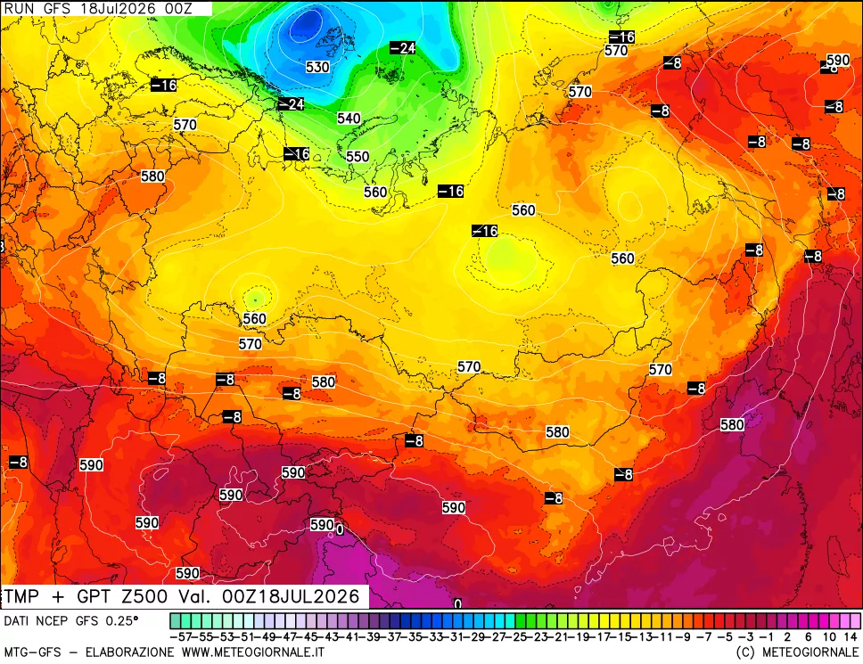 mappa 500 hPa Temp + GPT