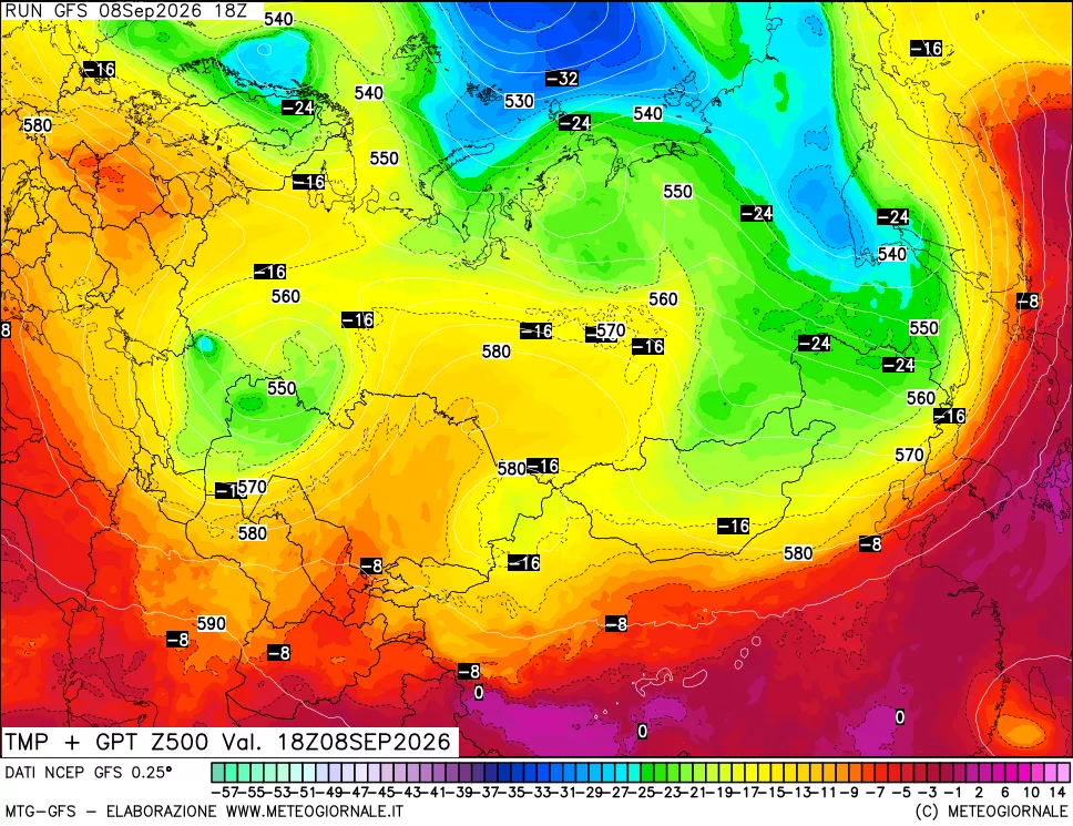 mappa 500 hPa Temp + GPT