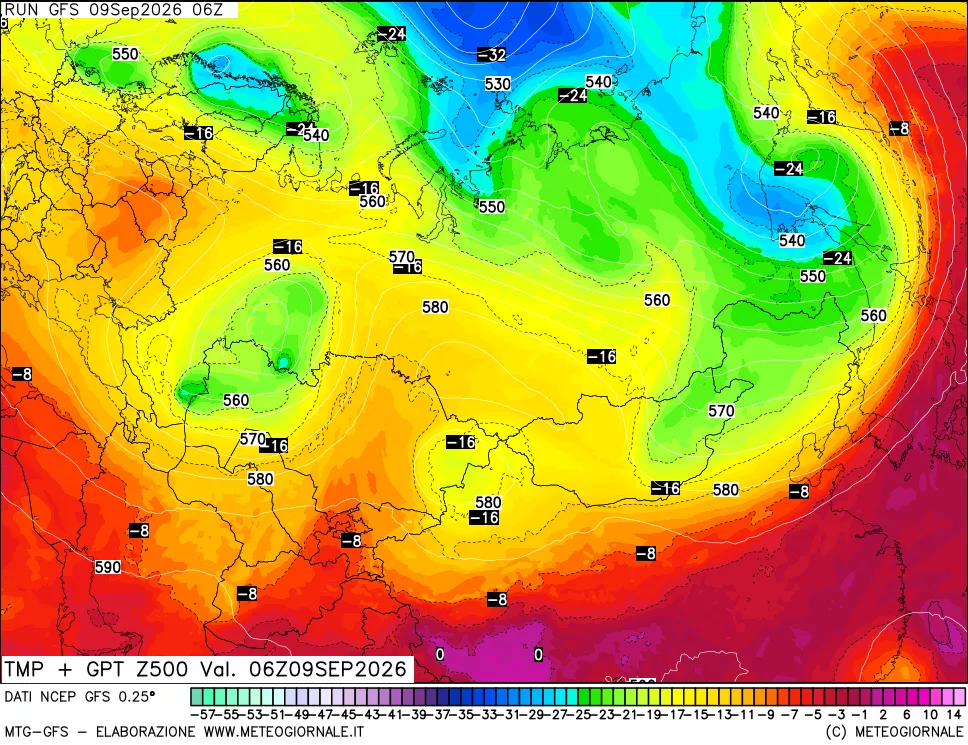 mappa 500 hPa Temp + GPT
