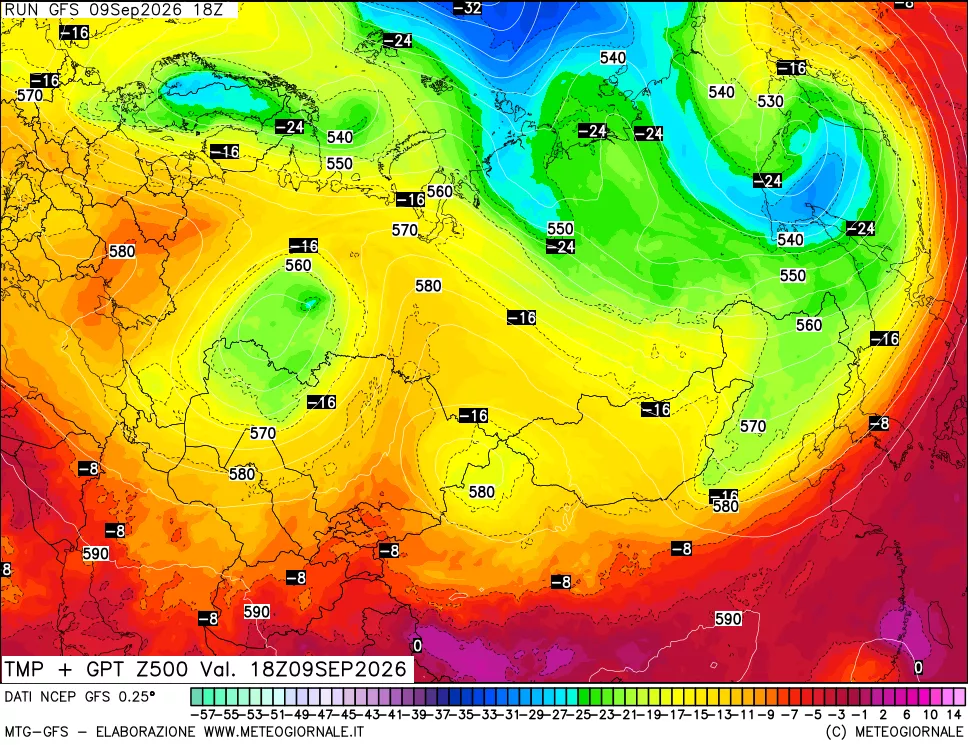 mappa 500 hPa Temp + GPT