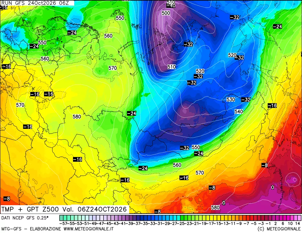 mappa 500 hPa Temp + GPT
