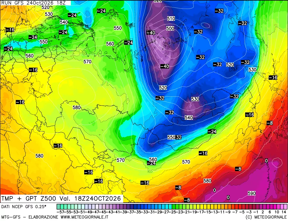 mappa 500 hPa Temp + GPT