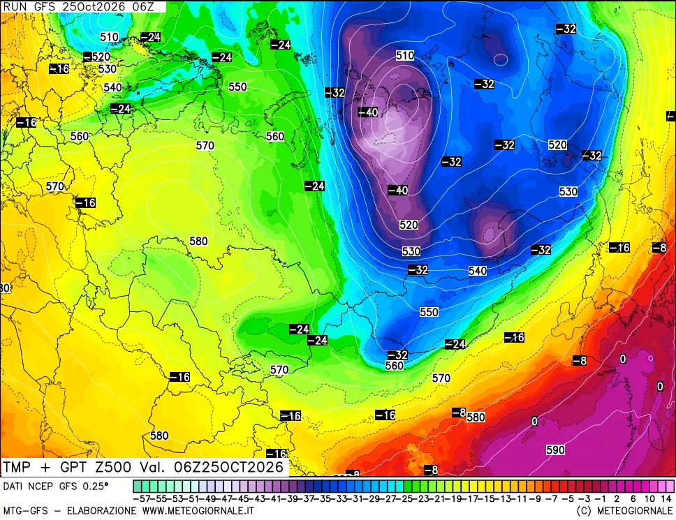 mappa 500 hPa Temp + GPT