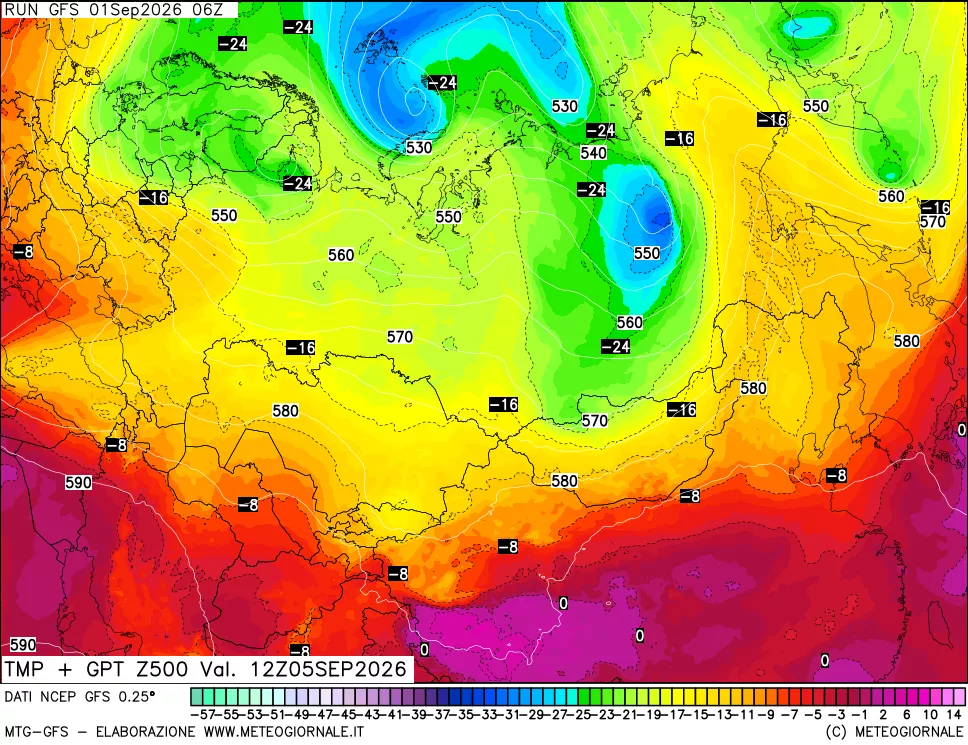 mappa 500 hPa Temp + GPT