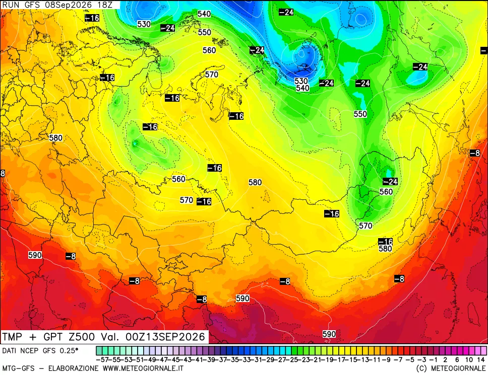 mappa 500 hPa Temp + GPT