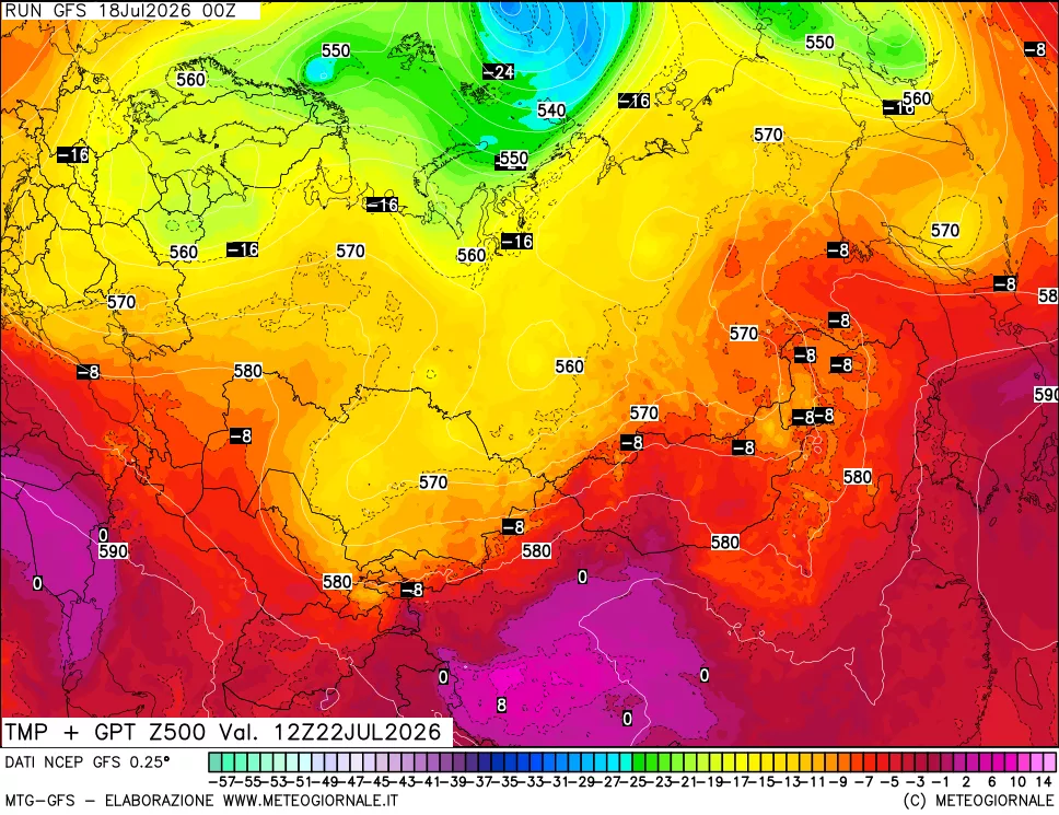 mappa 500 hPa Temp + GPT