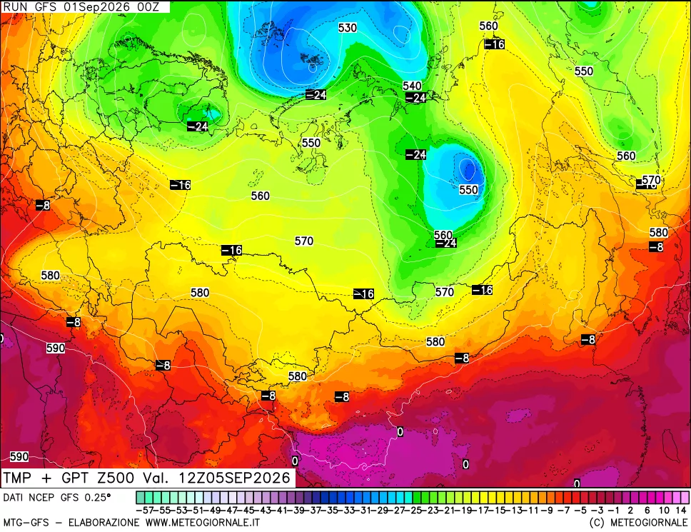 mappa 500 hPa Temp + GPT