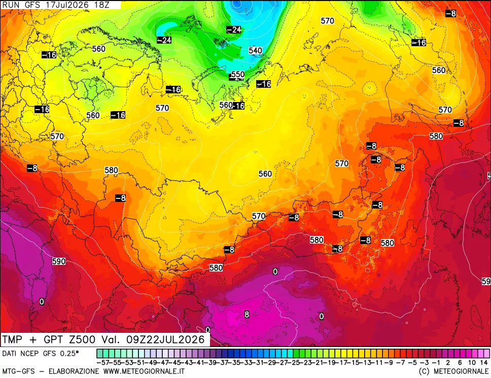 mappa 500 hPa Temp + GPT