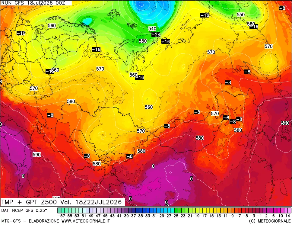 mappa 500 hPa Temp + GPT