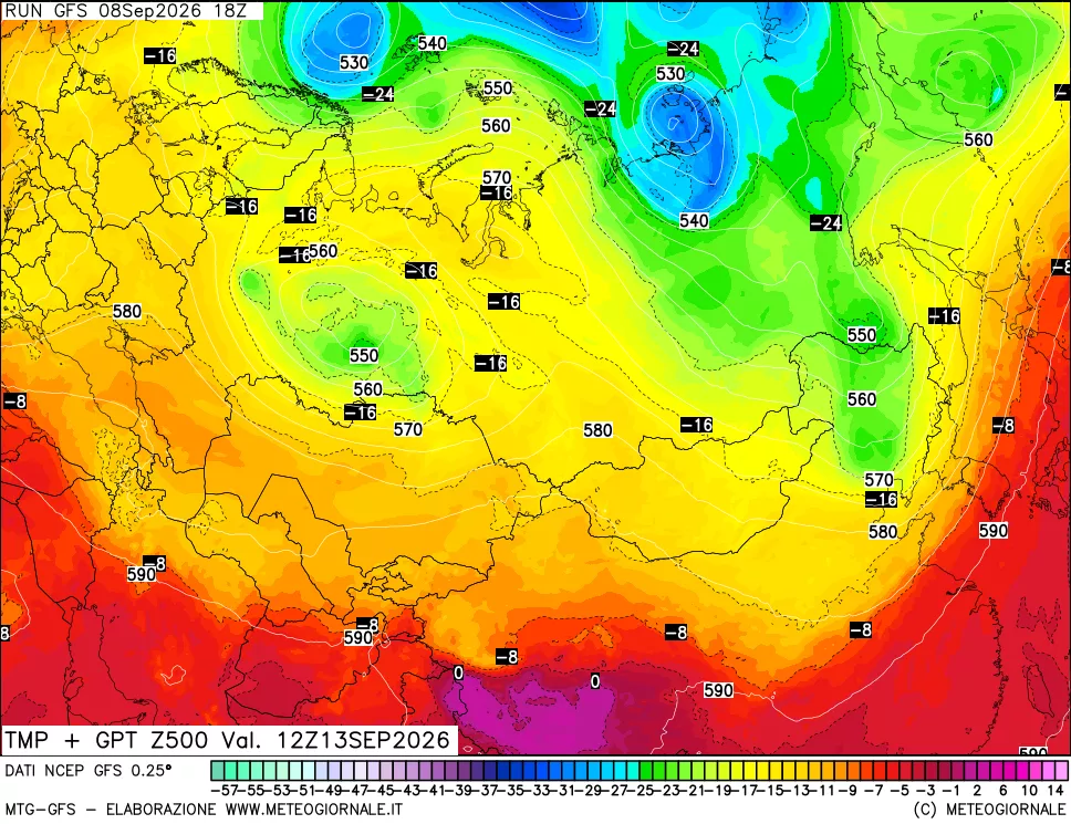 mappa 500 hPa Temp + GPT