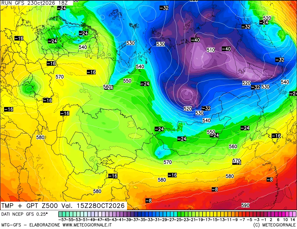 mappa 500 hPa Temp + GPT