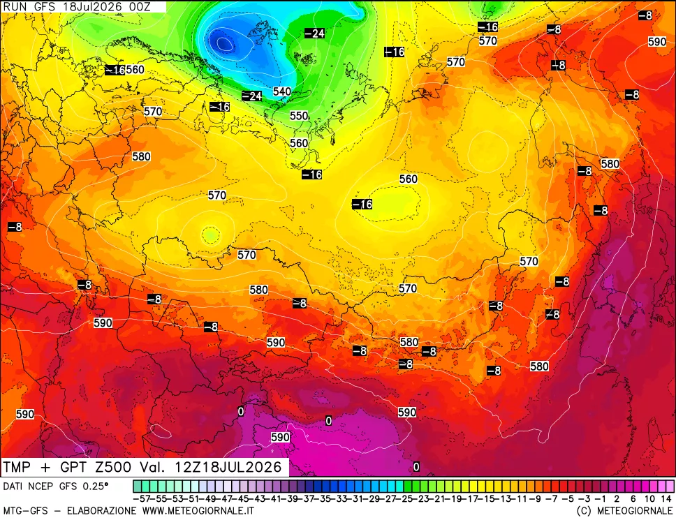 mappa 500 hPa Temp + GPT