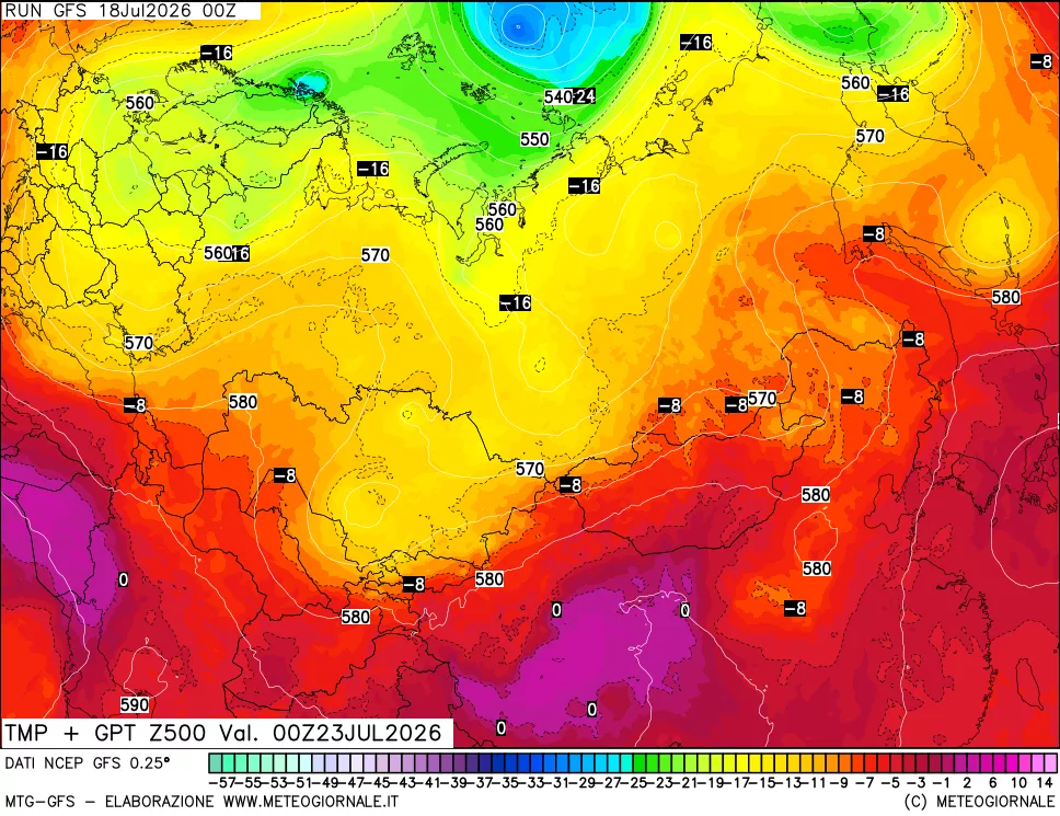 mappa 500 hPa Temp + GPT