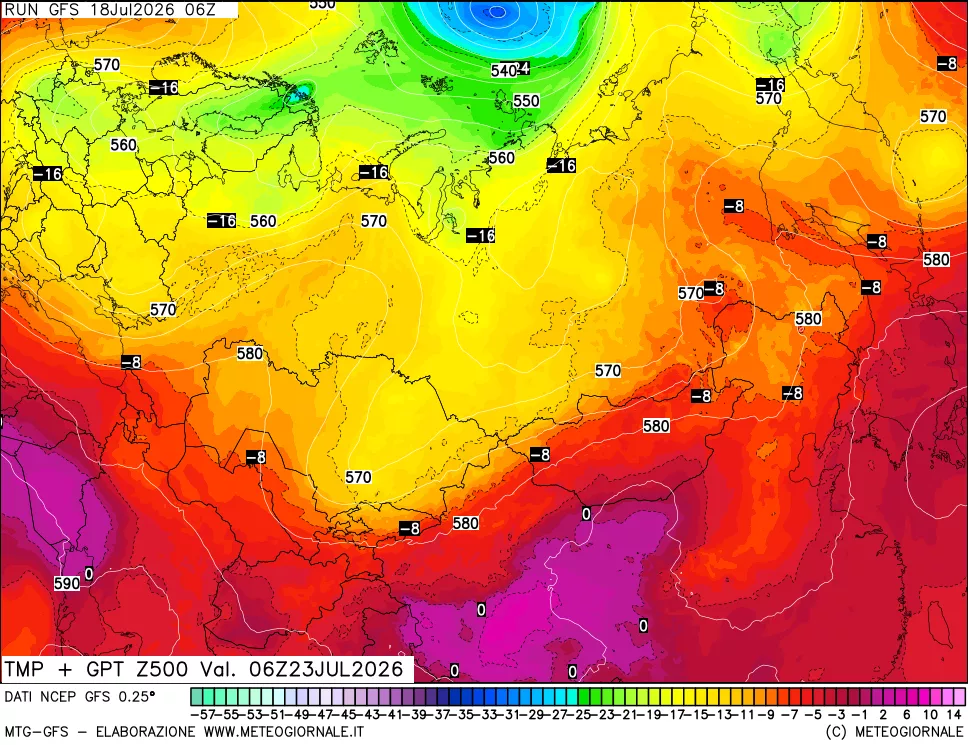 mappa 500 hPa Temp + GPT