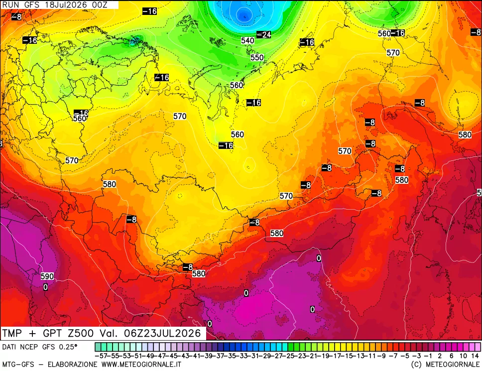 mappa 500 hPa Temp + GPT