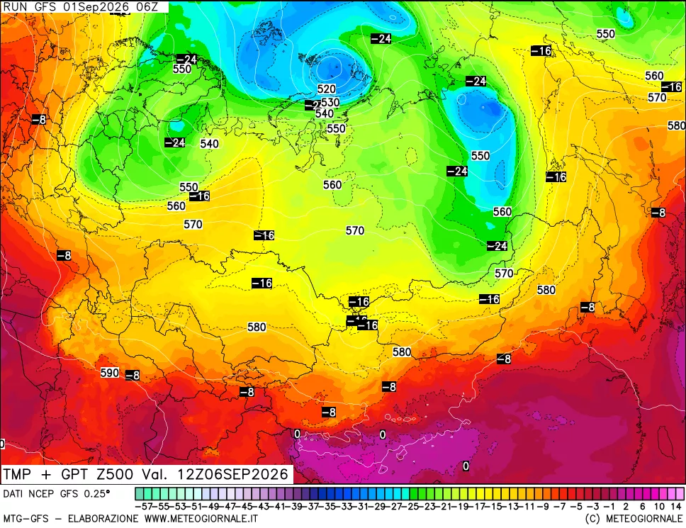 mappa 500 hPa Temp + GPT