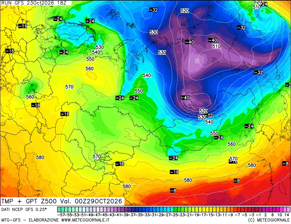 mappa 500 hPa Temp + GPT