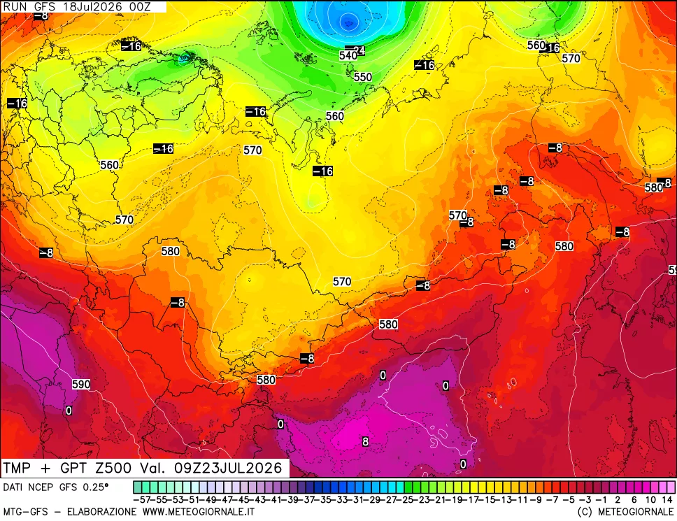 mappa 500 hPa Temp + GPT