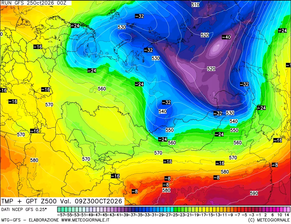 mappa 500 hPa Temp + GPT