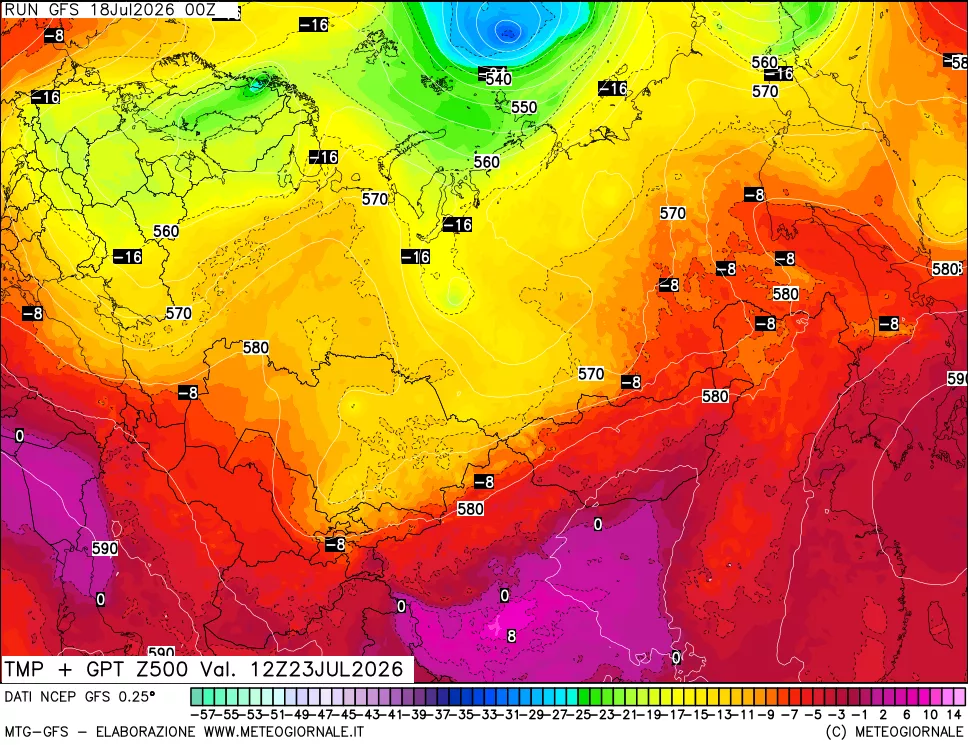 mappa 500 hPa Temp + GPT