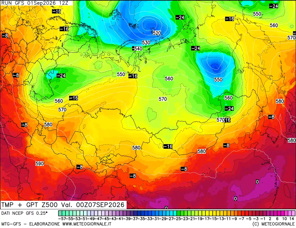 mappa 500 hPa Temp + GPT
