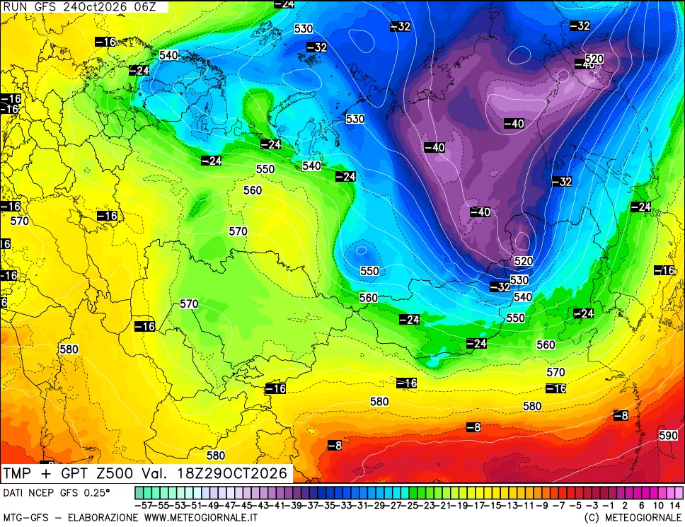 mappa 500 hPa Temp + GPT