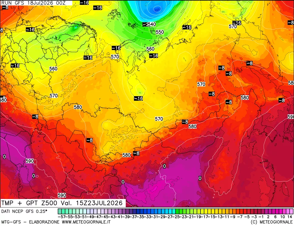 mappa 500 hPa Temp + GPT