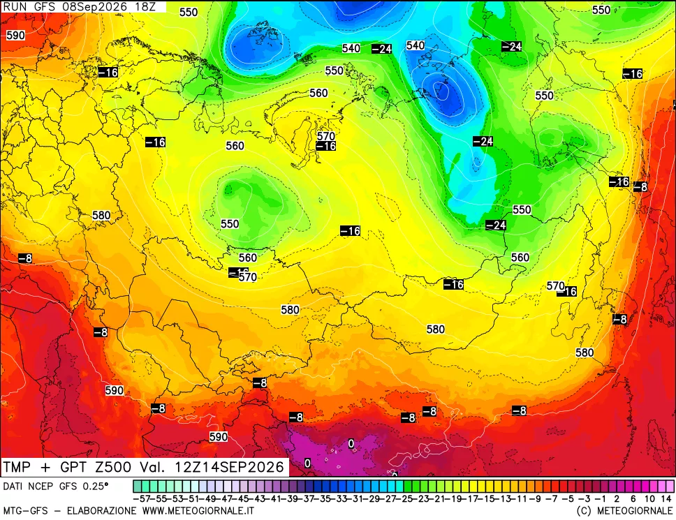 mappa 500 hPa Temp + GPT