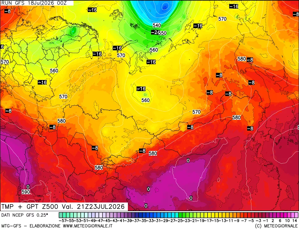 mappa 500 hPa Temp + GPT