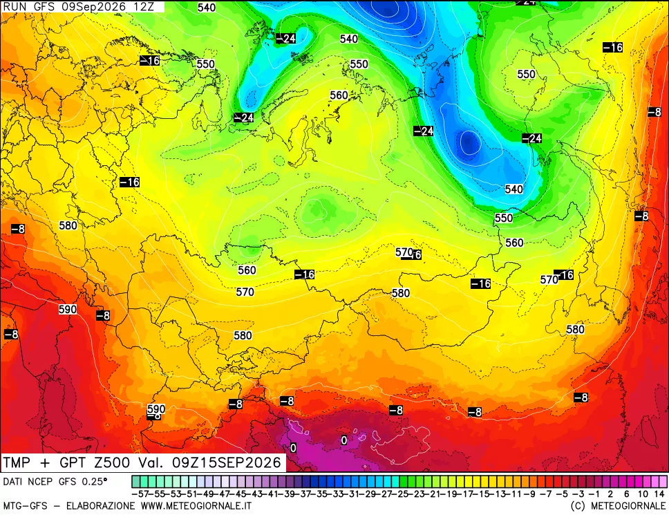 mappa 500 hPa Temp + GPT