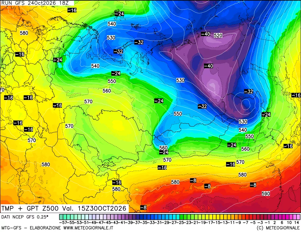 mappa 500 hPa Temp + GPT