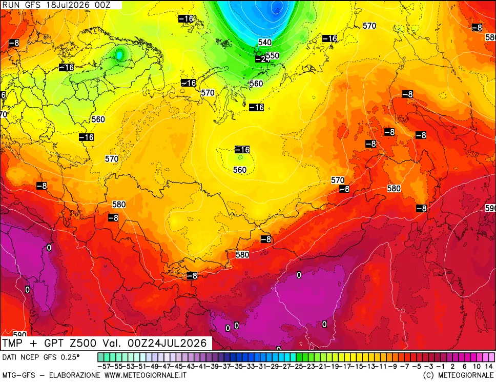 mappa 500 hPa Temp + GPT