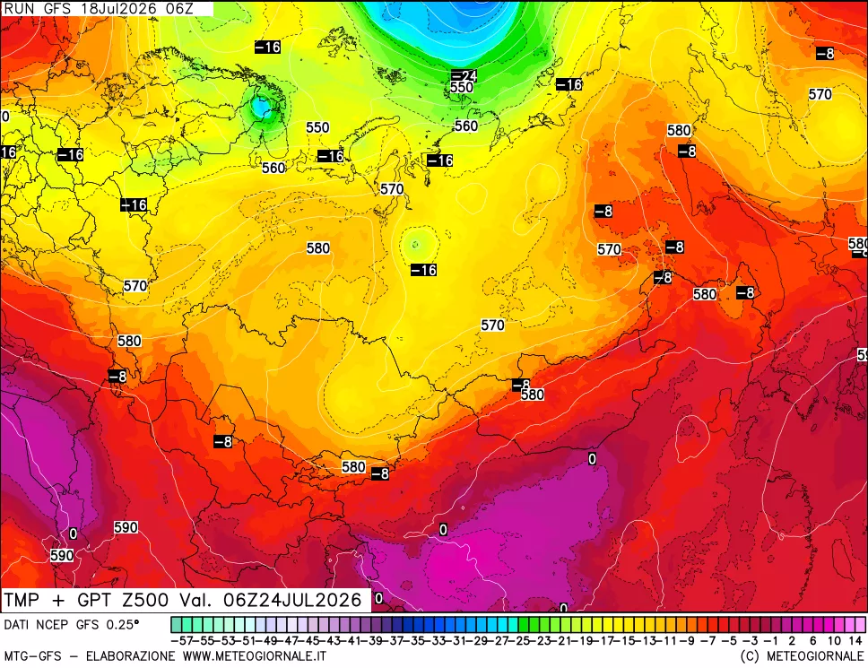 mappa 500 hPa Temp + GPT