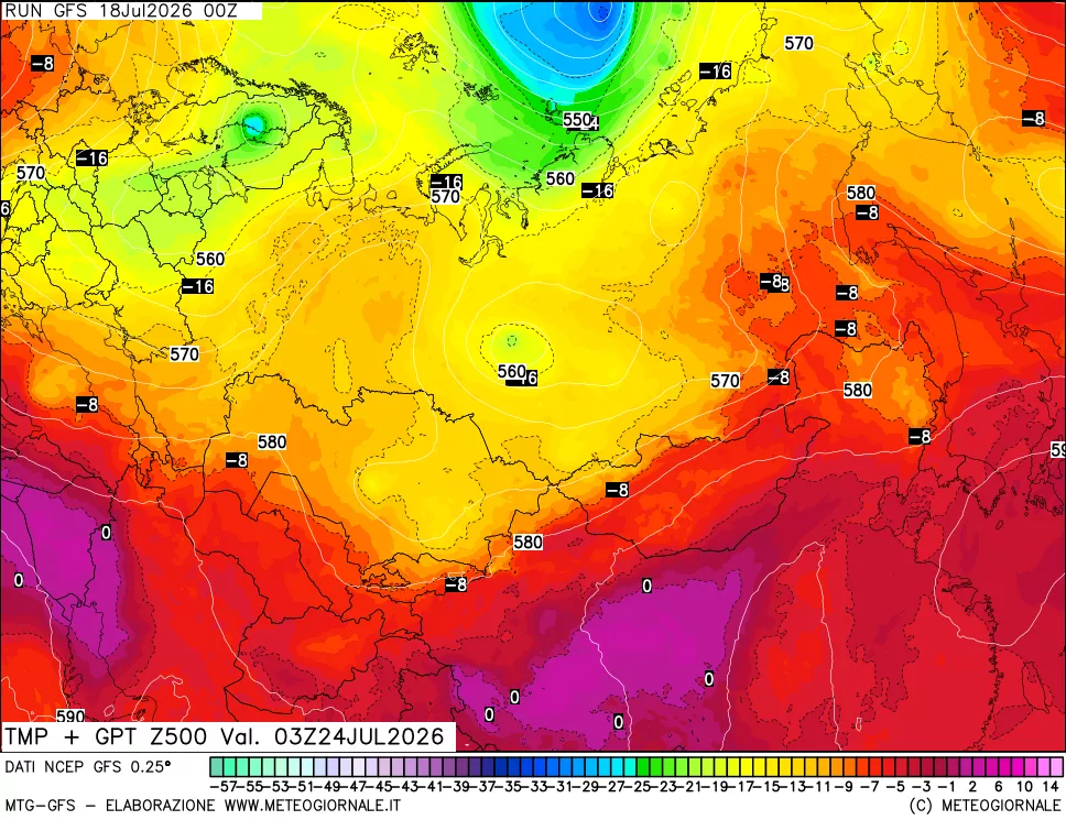 mappa 500 hPa Temp + GPT